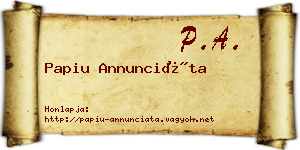 Papiu Annunciáta névjegykártya